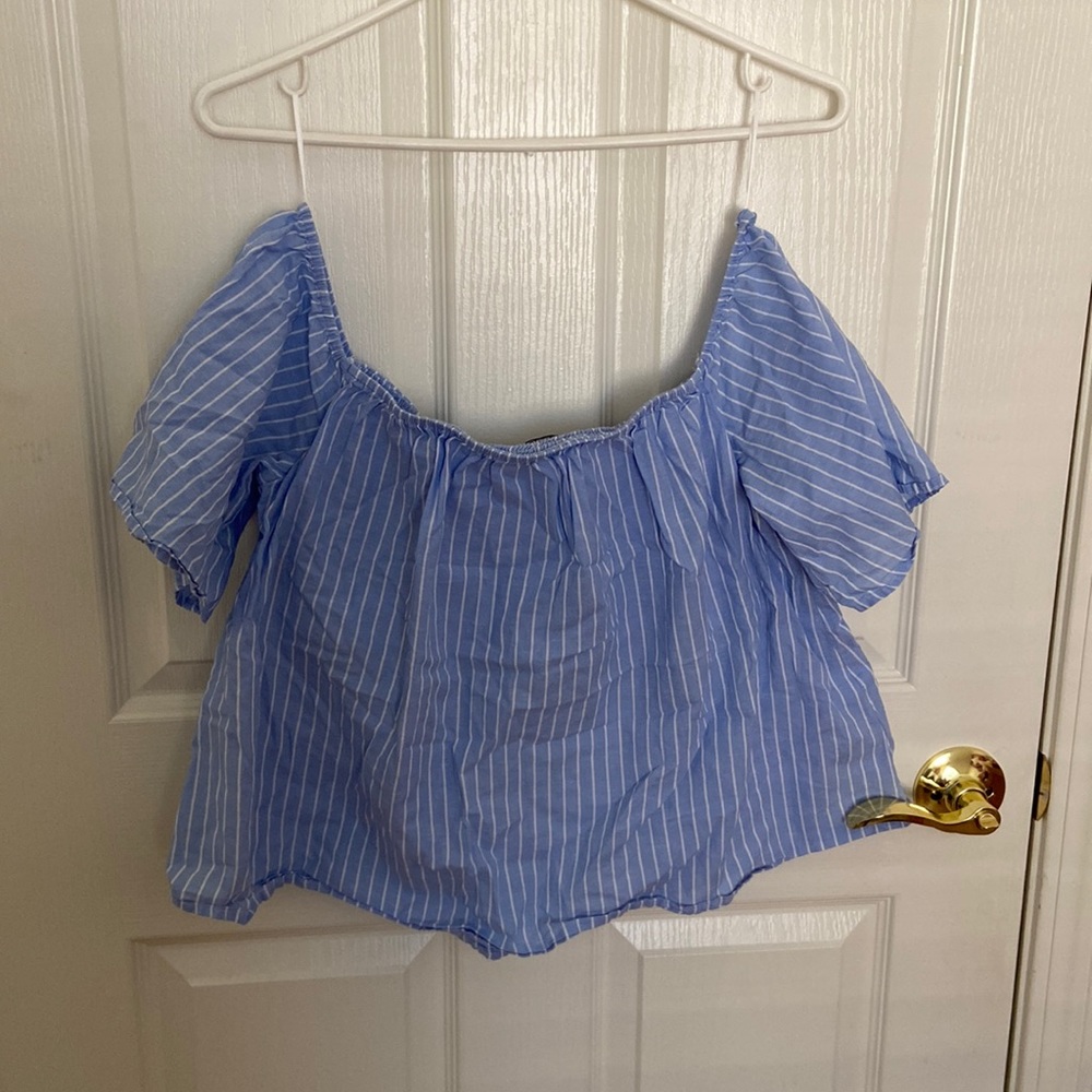 Express Off the Shoulder Blue Top